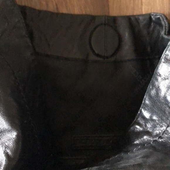 BCBG Maxazria Black Leather Crinkle Utility Bag - Picture 3 of 7